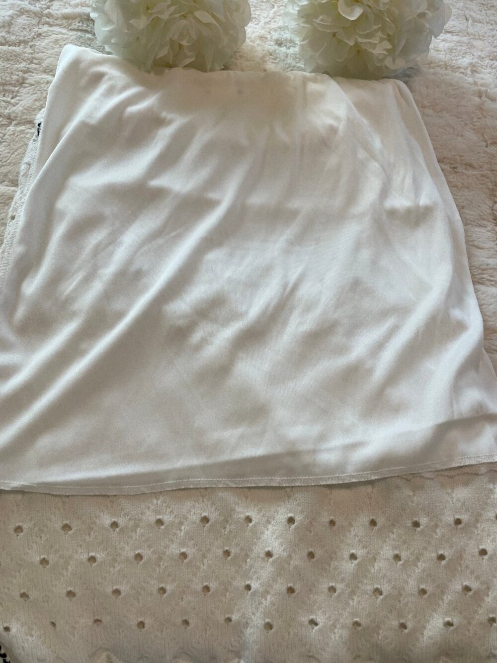 White Pointelle Knit Sheath Dress - Picture 7 of 9